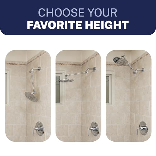 HammerHead Showers Solid Metal 16 Inch Long Adjustable Shower Arm Feat Shark Teeth The Strongest Locking Joints of Any Shower Head Extension Arm Raises Showerhead Height Chrome - Image 3