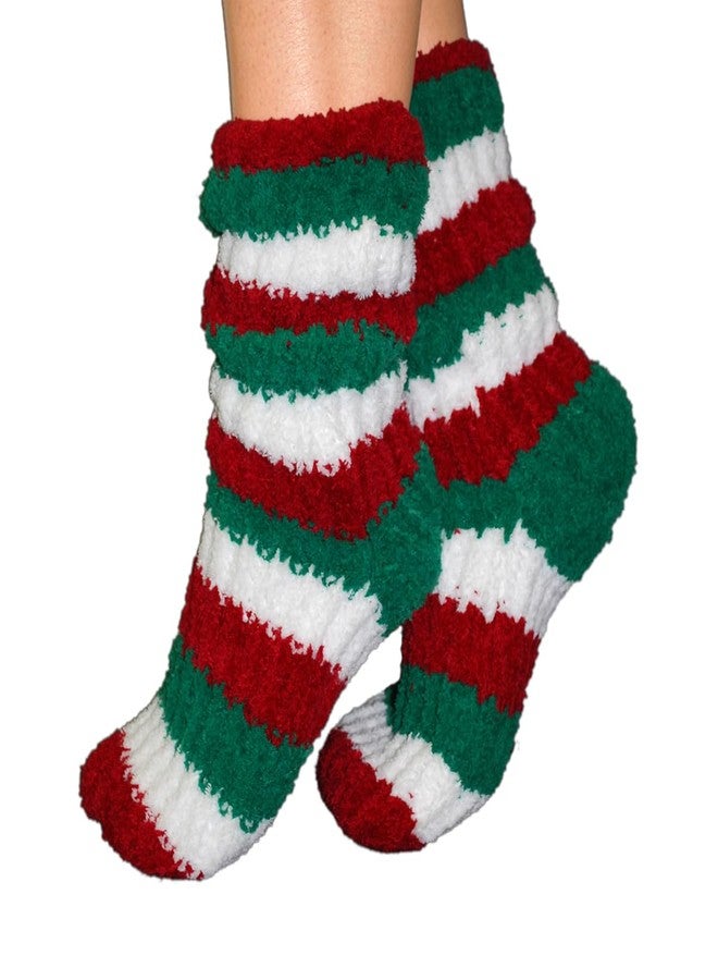 Earth Therapeutics Cozy Socks with Shea Butter - Red + Green Stripe - Image 2