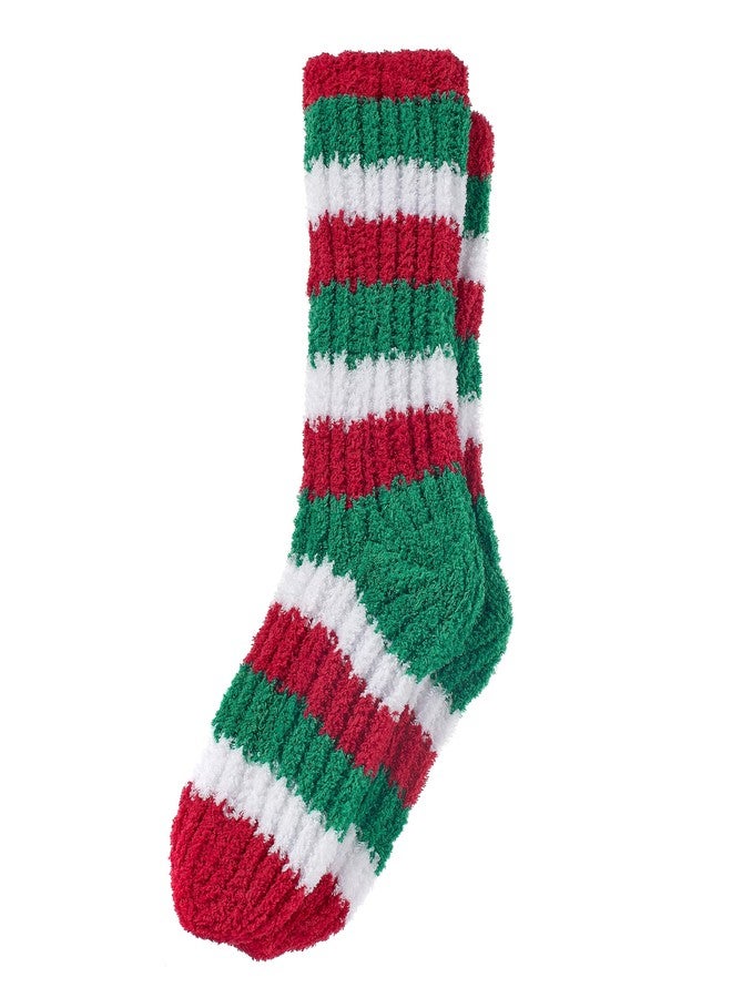 Earth Therapeutics Cozy Socks with Shea Butter - Red + Green Stripe - Image 1