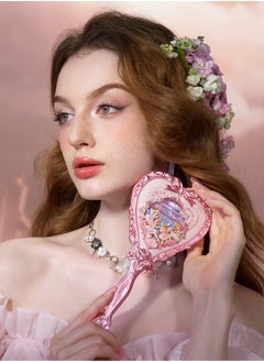 Flower Knows Midsummer Fairytales Hand Mirror Embossed Flower Hand Held Makeup Mirror-Milky Pink  - Image 2