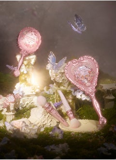 Flower Knows Midsummer Fairytales Hand Mirror Embossed Flower Hand Held Makeup Mirror-Milky Pink  - Image 5