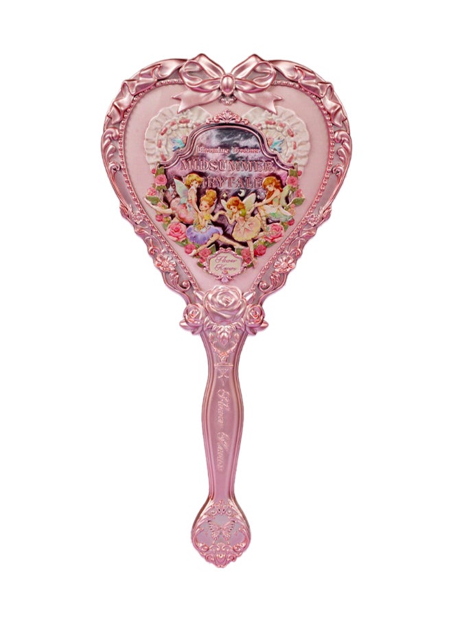 Flower Knows Midsummer Fairytales Hand Mirror Embossed Flower Hand Held Makeup Mirror-Milky Pink  - Image 1