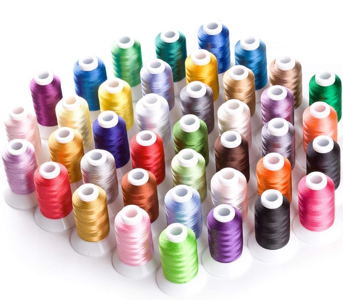 BROTHER 40 COLORS 40 WEIGHT POLYESTER EMBROIDERY MACHINE THREAD KIT 550Y500M FOR BROTHER BABYLOCK JANOME SINGER HUSQVARNA BERNINA EMBROIDERY AND SEWING MACHINES