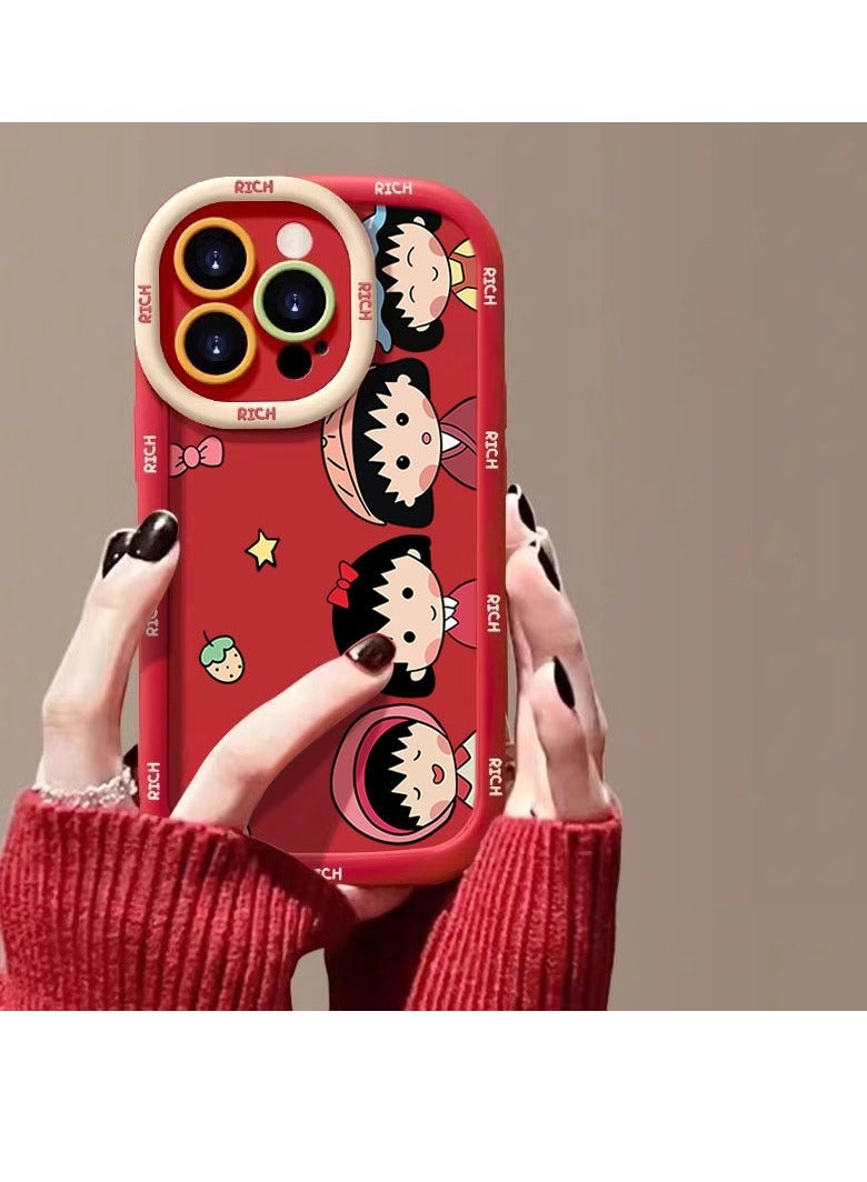 NIBEMINENT Cartoon Protective TPU Case Cover For iPhone 16, Chinese Red