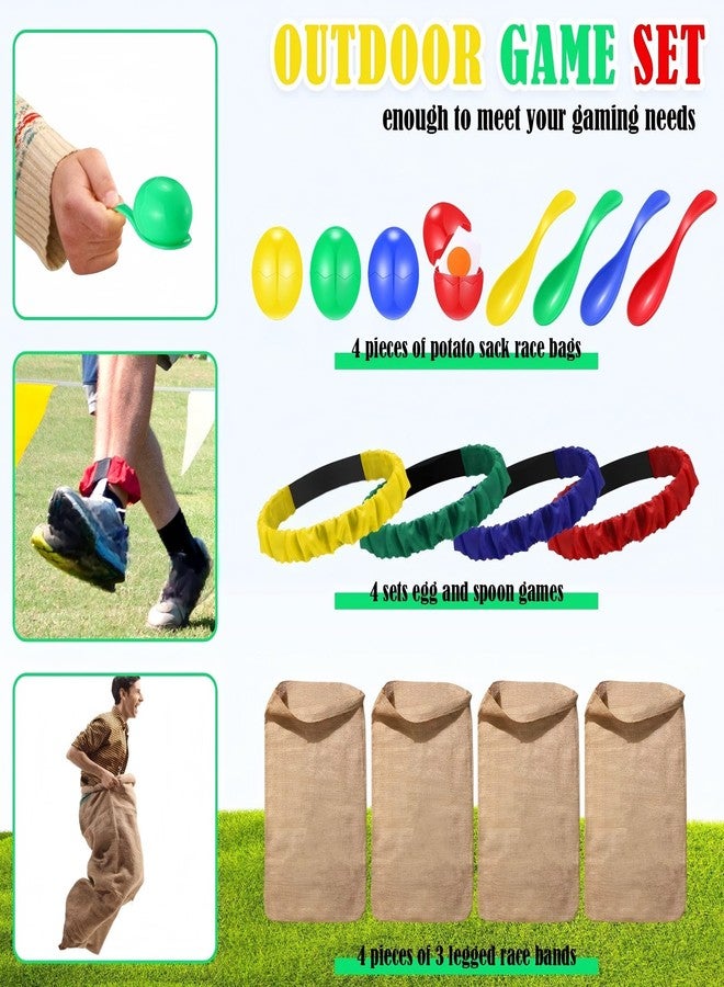 Charniol 12 Pieces Potato Sack Race Bags Outdoor Lawn Game with Egg and Spoon Running Game, 3 Legged Relay Race Band Carnival Plays Outside Backyard Field Day Birthday Party Plays for Adults, Family, Company - Image 5