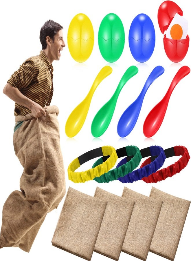 Charniol 12 Pieces Potato Sack Race Bags Outdoor Lawn Game with Egg and Spoon Running Game, 3 Legged Relay Race Band Carnival Plays Outside Backyard Field Day Birthday Party Plays for Adults, Family, Company - Image 1