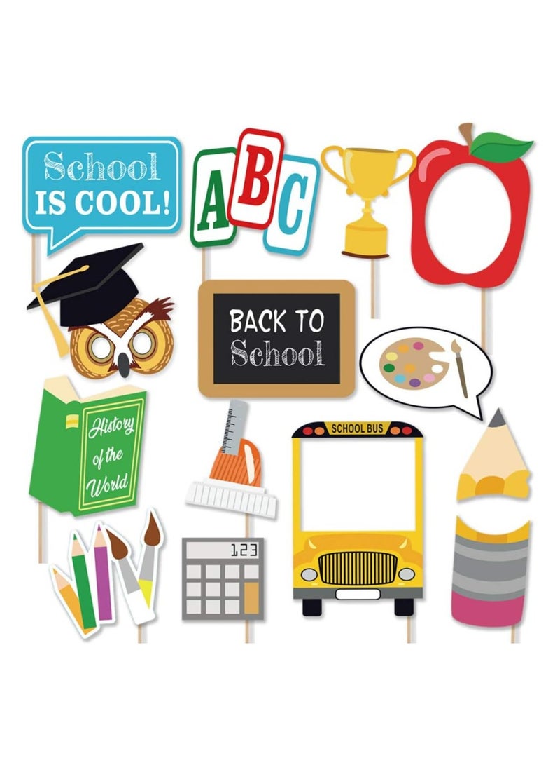 Back to School Photo Booth Props kit, 1 st Day Preschool Decoration, Kindergarten, First Day Photo booth Props Stick Props, Teacher Gift Idea, School Party Décor Supply, Classroom Décor College Grad