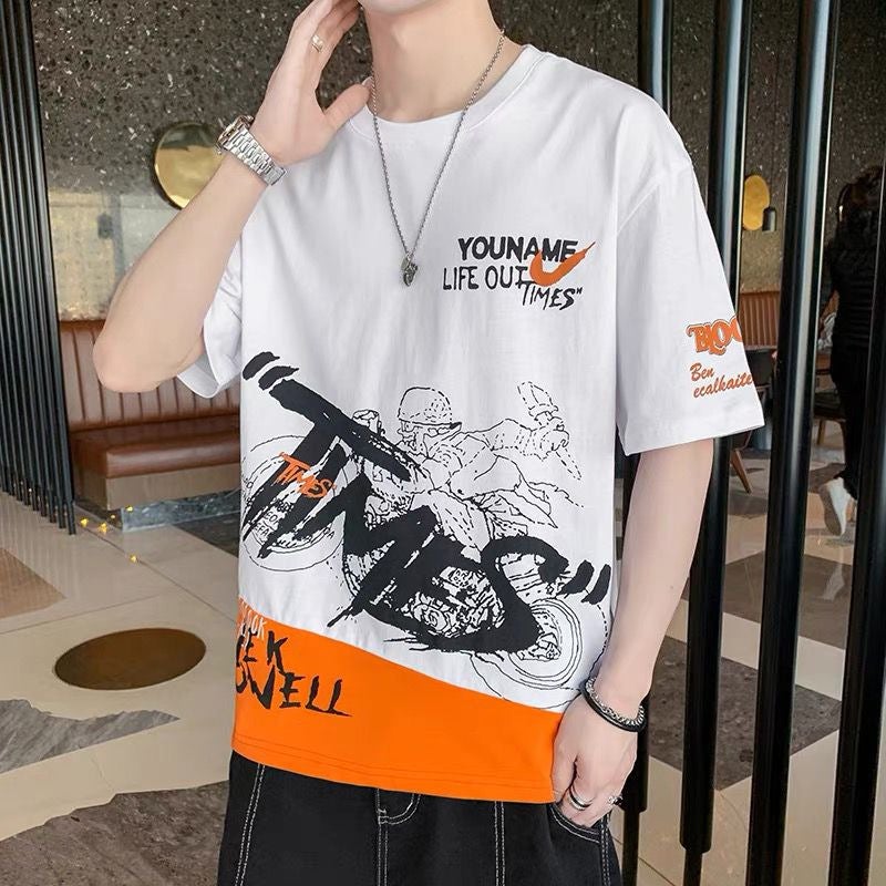 Short-Sleeved T-Shirt Men'S Summer Loose Trbottomy Brand Ins Trbottomy Casual Boys' Large Size Bottoming Half-Sleeved Tops T-Shirts For Men - Image 3