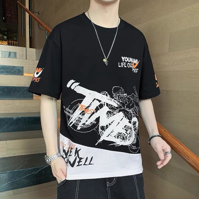 Short-Sleeved T-Shirt Men'S Summer Loose Trbottomy Brand Ins Trbottomy Casual Boys' Large Size Bottoming Half-Sleeved Tops T-Shirts For Men - Image 2