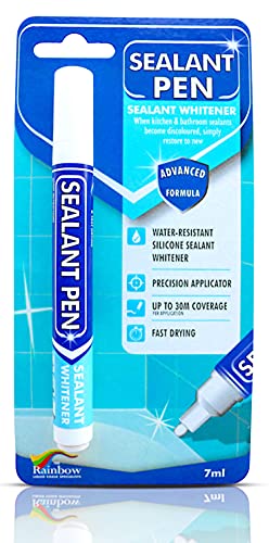 Sealant Pen White Caulk Marker: Waterproof Silicone Colorant Paint, Stain Remover, Sink, Kitchen, Shower, Bathroom Tile - White, Narrow 5mm Tip - Image 1