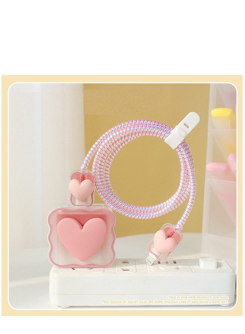 Cable Protector For Iphone Charger Lovely Cable Protector Compatible With Iphone 18W/20W Charger Anti-Bending Usb Cable Cover With Spiral Ropeand End Protector (Pink/Clear) 