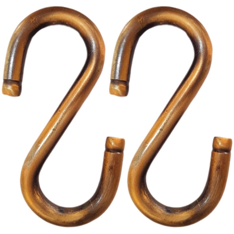 JKC Brass S Hooks for Hanging JhulaHanging a Decorative ItemsJoola Chain Hook Approx 95mm Rod Brass Finish Pack of 2 - Image 1