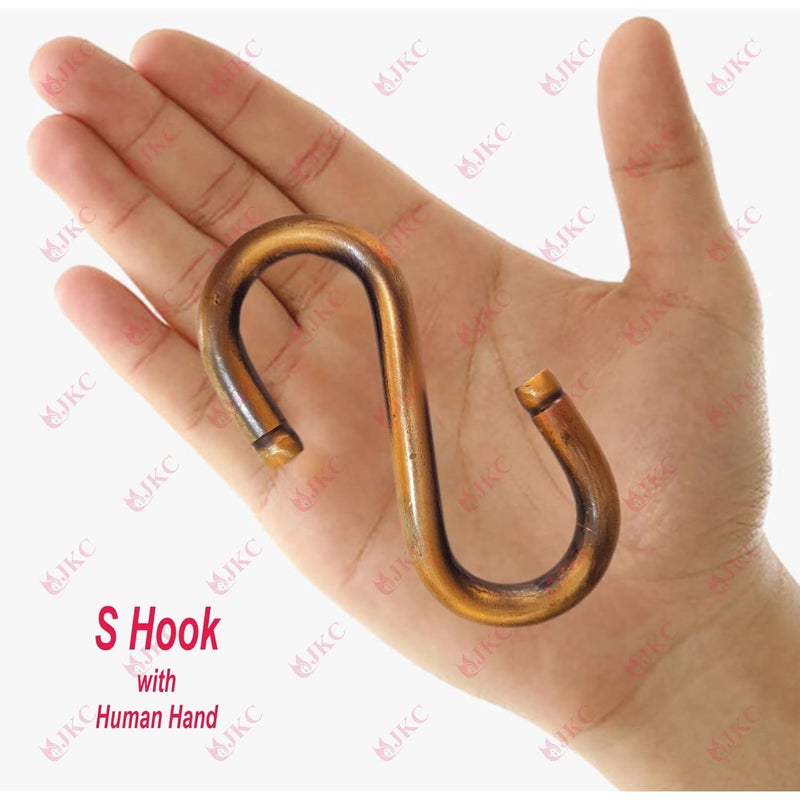 JKC Brass S Hooks for Hanging JhulaHanging a Decorative ItemsJoola Chain Hook Approx 95mm Rod Brass Finish Pack of 2 - Image 4