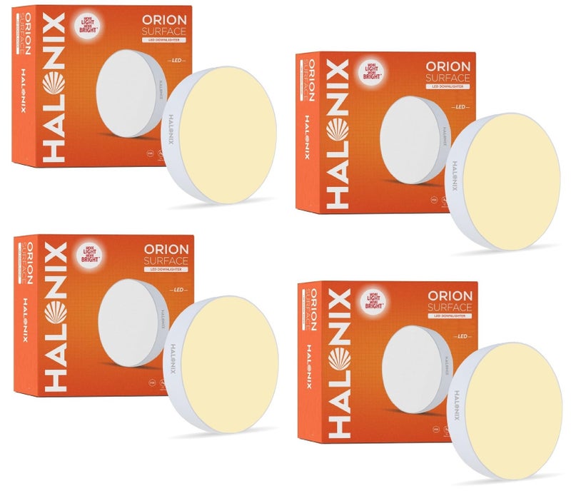 Halonix Polycarbonate 8W Warm White Orion Round Led Rimless Surface Downlighter| Led Ceiling Light for Home, Shop and Office |Pack of 4, Warm White. - Image 4
