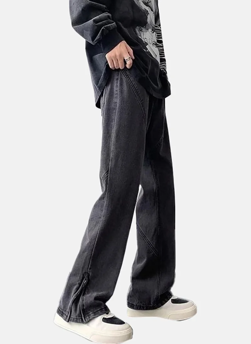 يونيكي Black Solid Mid Rise Straight Fit Straight Jeans
