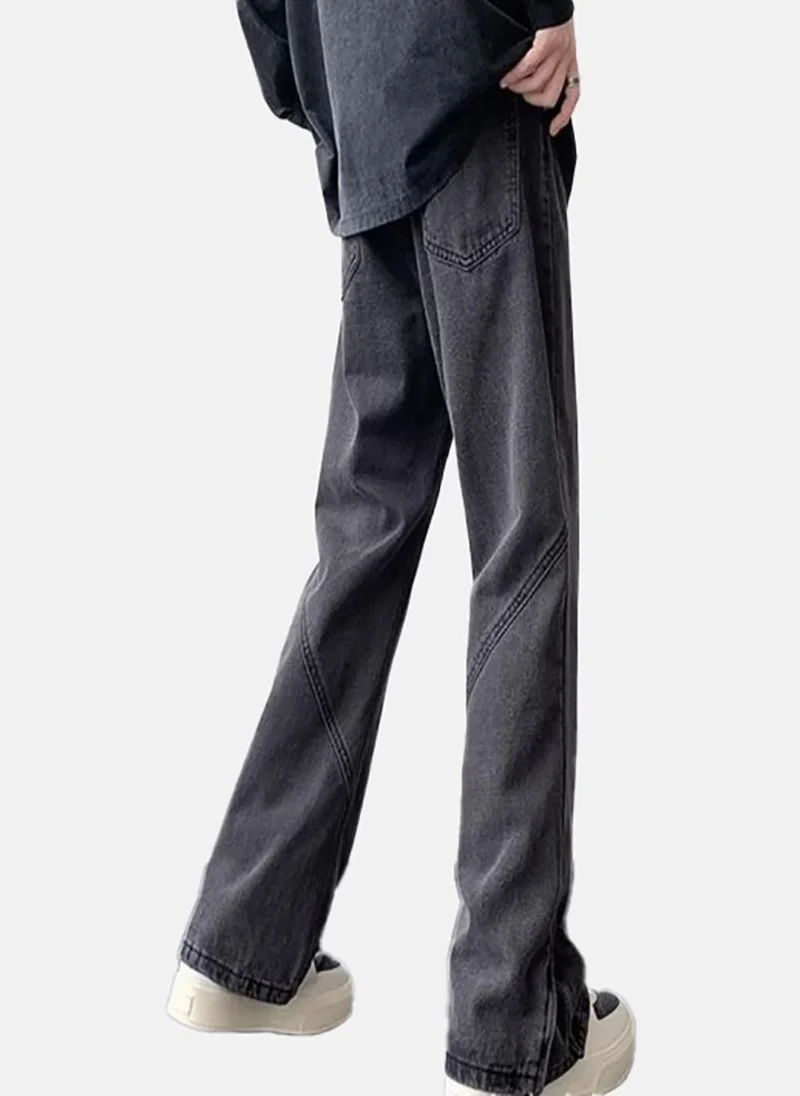 يونيكي Black Solid Mid Rise Straight Fit Straight Jeans