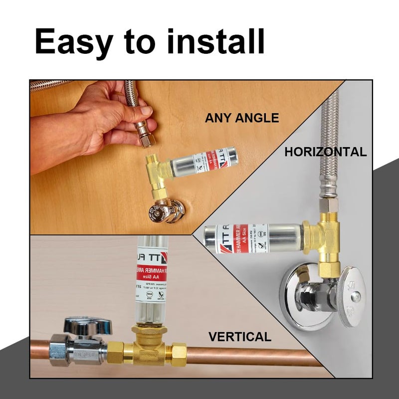 TT FLEX Stainless Steel Water Hammer Arrestor 3/8" male compression and 3/8" female compression For For Dishwasher and Toilet Stop Hammering Reduce Banging - Image 5