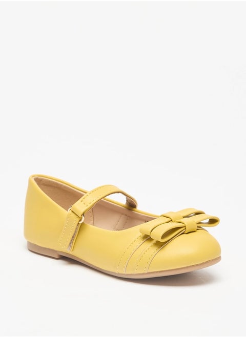 Girls Casual Hook & Loop Round Toe Ballerinas