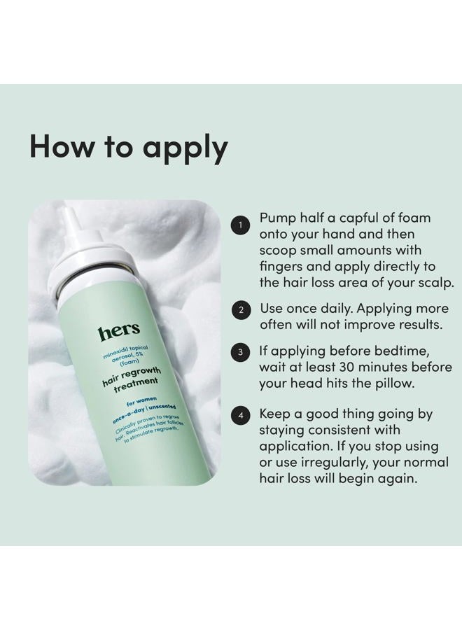 HIMS & HERS hers Hair Regrowth Treatment - Topical Minoxidil 5% Foam for Women - Extra Strength - Supports Thicker, Fuller Hair - Non-Greasy - Unscented, 2 Pack - Image 4