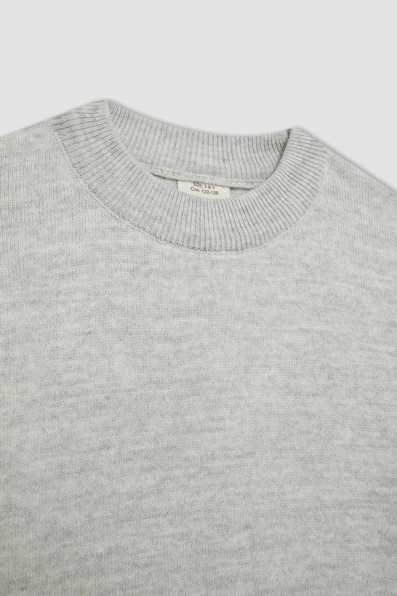 ديفاكتو بلوفر تريكو بيزك بناتي قصة عادية برقبة مستديرة ميلانج رمادي فاتح - Image 5