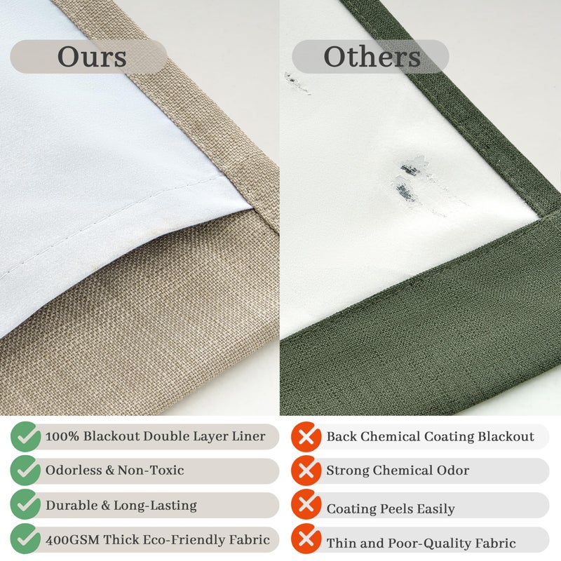 PleatedDrapes Unique Blackout Thick Linen Double Layer Floor Length Curtains 104 Inches Long for Office, Burlywood Birch Memory Trained Pleated Insulated Noise Blocking Textured Windows Curtain & Drapes Panels of 2 - Image 5