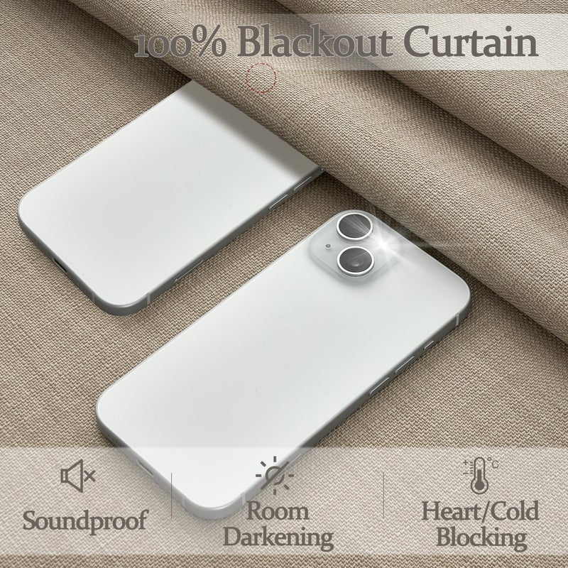 PleatedDrapes Unique Blackout Thick Linen Double Layer Floor Length Curtains 104 Inches Long for Office, Burlywood Birch Memory Trained Pleated Insulated Noise Blocking Textured Windows Curtain & Drapes Panels of 2 - Image 3