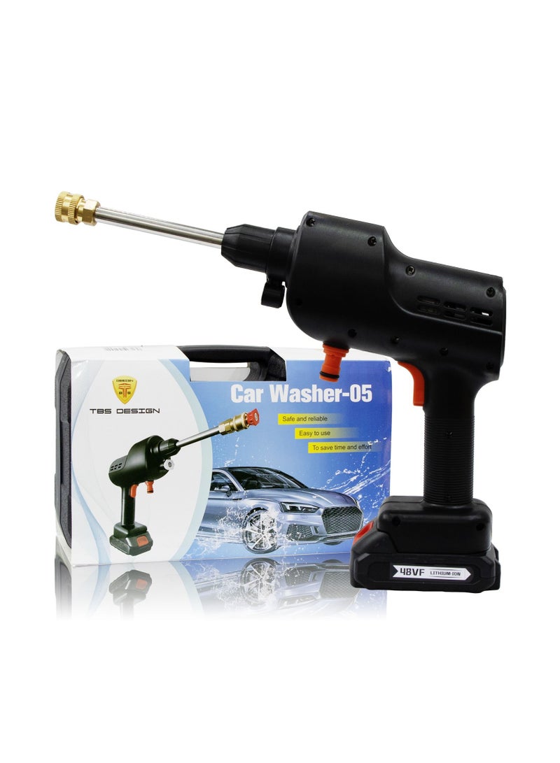 TBS DESIGN Cordless Electric Pressure Washer Pump Car Cleaning Kit,DC 12V 200W 30Bar Lithium Battery High Pressure Portable Handheld Car Cleaning Device,Extension Bar,Garden/Outdoor Cleaner Tool - Image 1