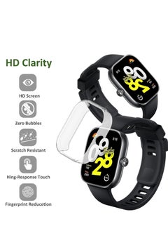 KASTWAVE Case for Xiaomi Redmi Watch 4, Tempered Glass Screen Protector, PC Hard Case Tempered Glass Screen Protection Cover Slim Full Cover Scratch Proof Protector, Blue+Transparent, 2 Pcs  - Image 3