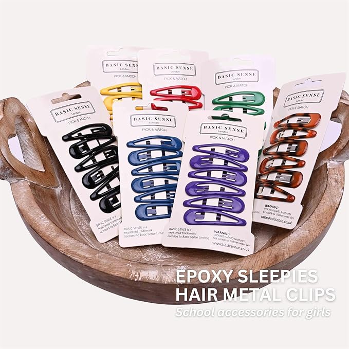 Basic Sense Epoxy Sleepies Hair Clips Metal Hairpins for Girls Strong Hold and Durable Hair Pin A Set of 6pcs Yellow