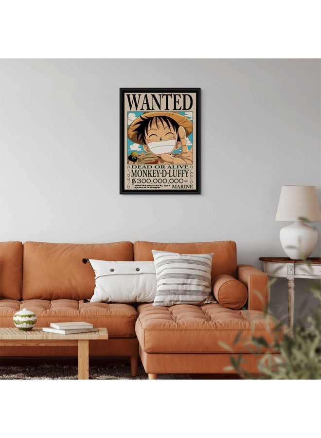 Art Decor Framed Fine Art of One Piece Wanted Poster Wall Art Monkey D. Luffy Artwork Anime Portrait Print Wall Décor for Bedroom Boy Room Living Room Gaming Room - Image 3