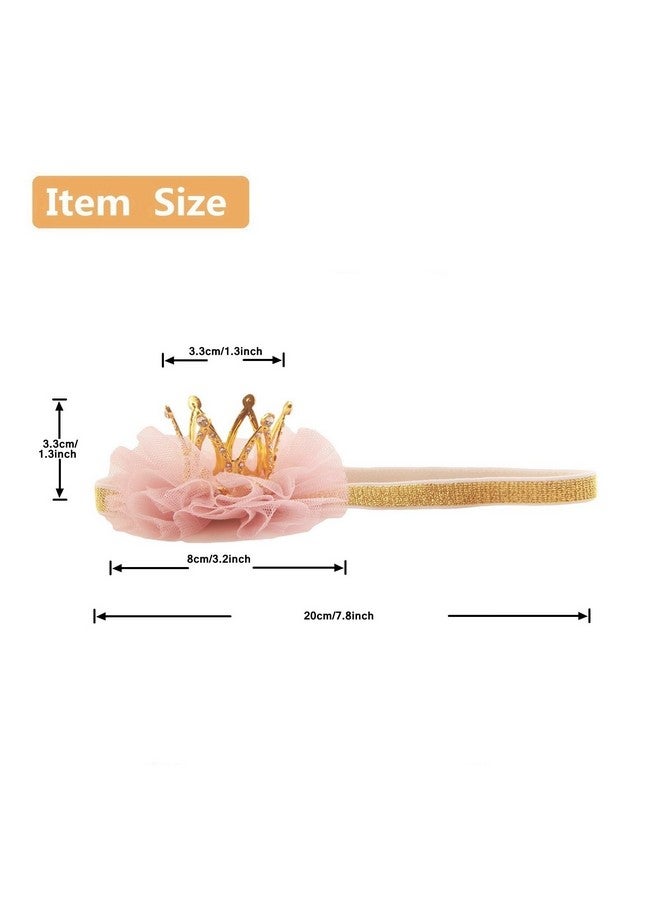 Nishine Nishine 1.3"x1.3" Mini Baby Girl Tulle Crown Headband Toddler Princess Crown Tiaras Birthday Photography (Gold, Elastic)  - Image 2