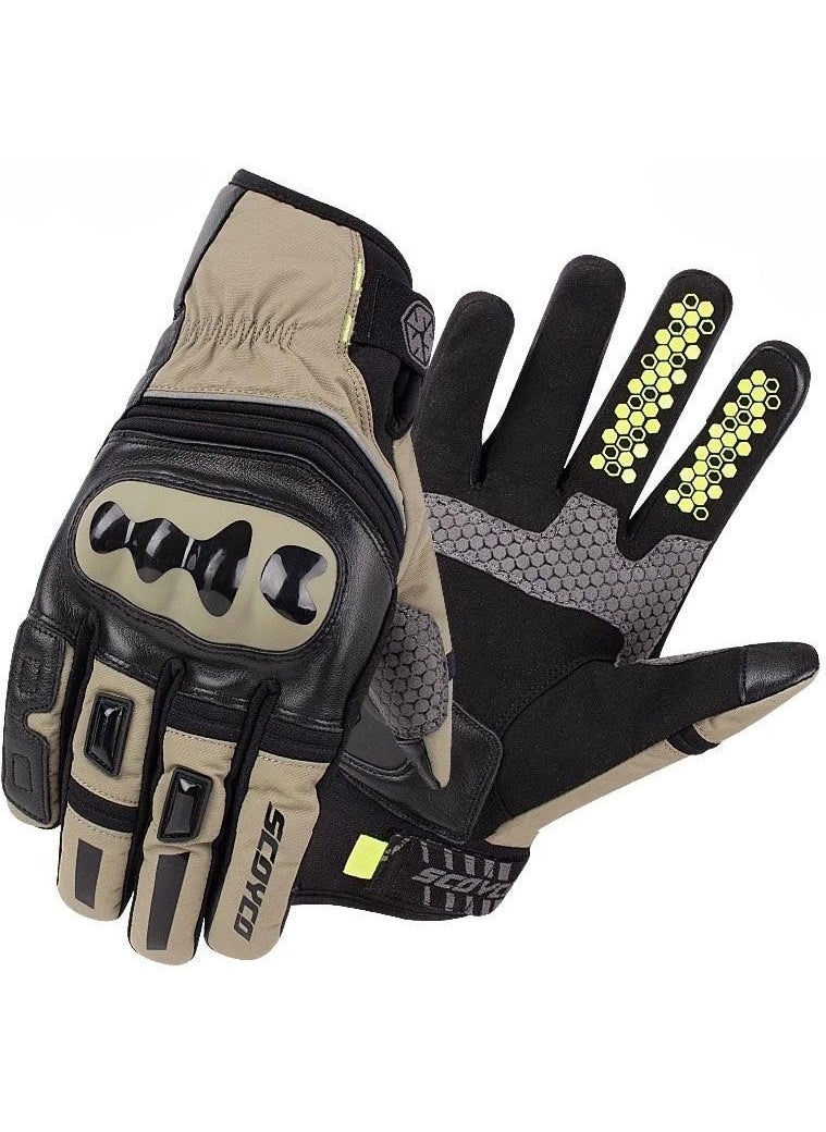 Ebakbak - Motorcycle Gloves Leather and Cordura Reflective Waterproof Special Inner Membrane Resistant Motor Gloves - Image 1