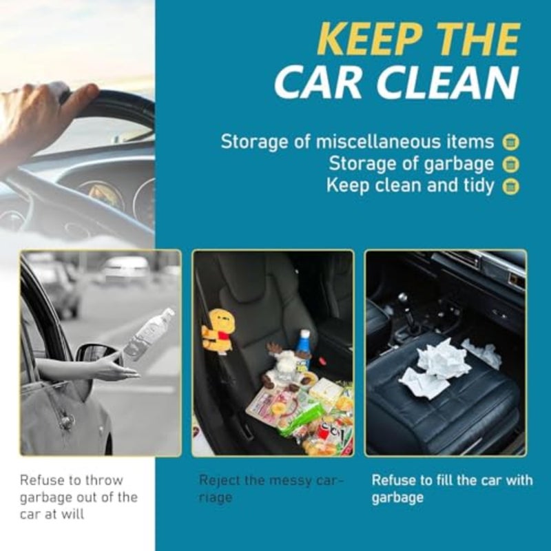 Leak-Proof Backseat Trash Bin, Fashionable Hanging Waste Sack, Includes Roll of Refill Liners, Multipurpose for SUV/Truck/Van, Store Litter and Debris Beige - Image 5