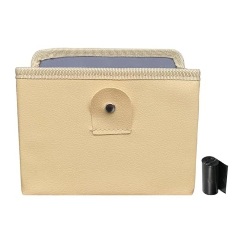 Leak-Proof Backseat Trash Bin, Fashionable Hanging Waste Sack, Includes Roll of Refill Liners, Multipurpose for SUV/Truck/Van, Store Litter and Debris Beige - Image 1