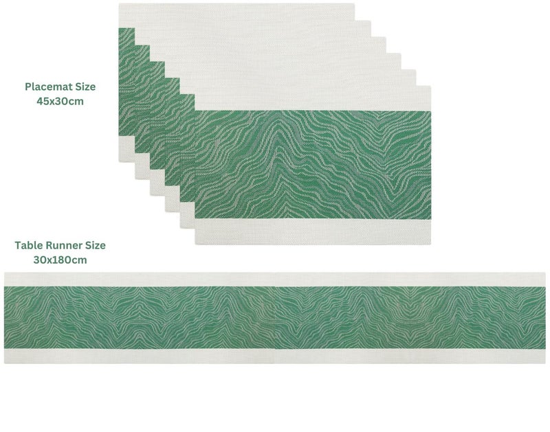 Wosta Modern Dining Ensemble Wosta Table Linens Set with Runner Fashionable Table Banner with Dining Delights Placemats Elegant Table Scarf Table Guardian Mats Table Cover Green - Image 2