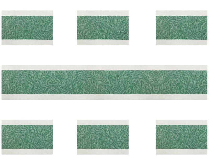 Wosta Modern Dining Ensemble Wosta Table Linens Set with Runner Fashionable Table Banner with Dining Delights Placemats Elegant Table Scarf Table Guardian Mats Table Cover Green - Image 1