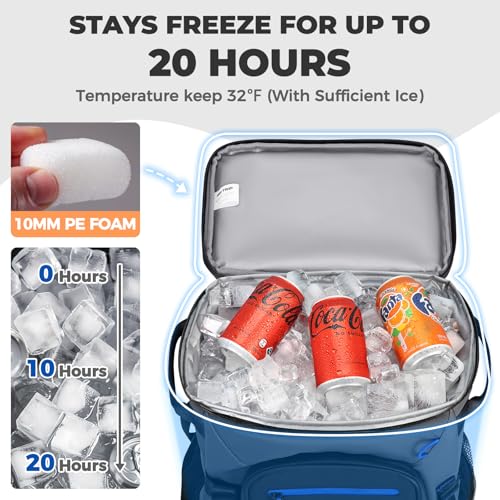 Heytrip Cooler Backpack 54 Cans Insulated Cooler Bag, Keep Freeze for 20 Hours, Waterproof & Leak-Proof Cooler with Multi-Compartments(Gray) - Image 2