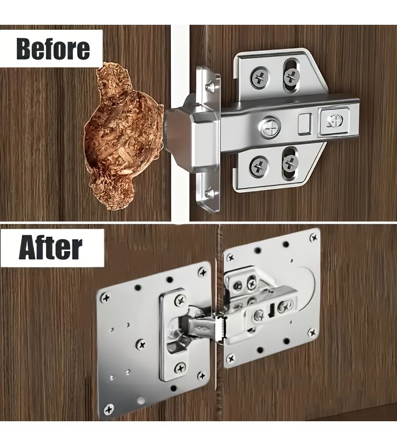 14 Pieces Cabinet Door Hinge Repair Kit With Screws And Steel Plates Rust Proof - Image 3