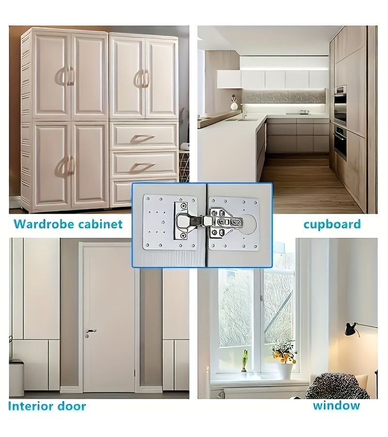 14 Pieces Cabinet Door Hinge Repair Kit With Screws And Steel Plates Rust Proof - Image 5