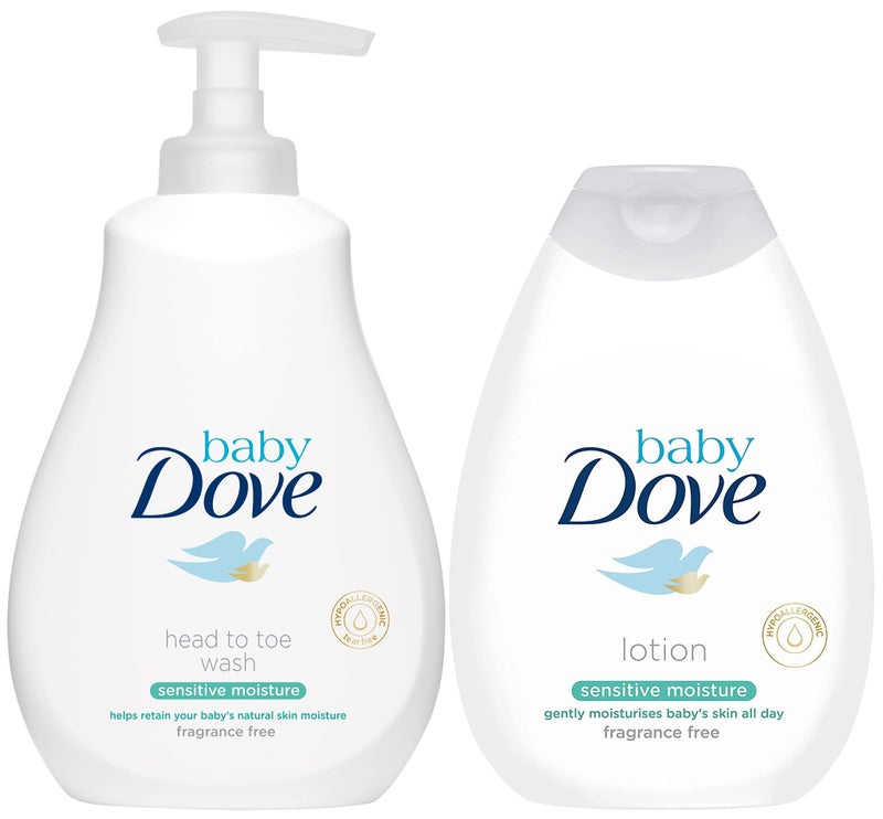 Baby Dove Sensitive Moisture Bundle: Tip to Toe Wash and Lotion, 13 Ounce Each