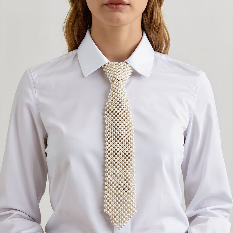 Irritation Free Woven Pearl Tie No Itchy No Scratch Fix Plain Outfit Boring Issue - Image 5