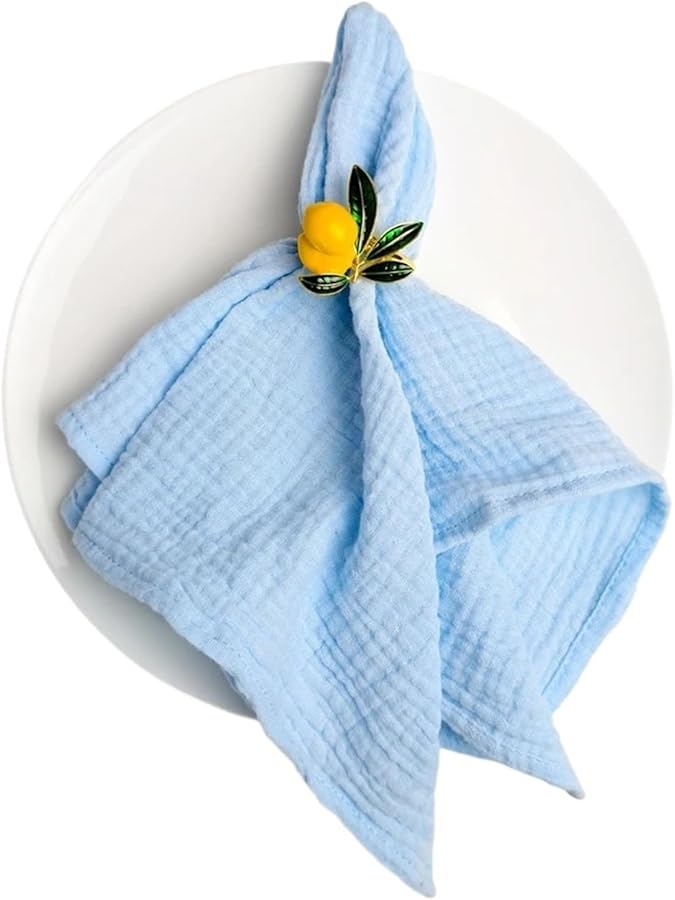 Sky Blue Cotton Cloth Napkins 40x40cm Set of 10 for Wedding Party Kitchen Birthday Decoration - Image 2