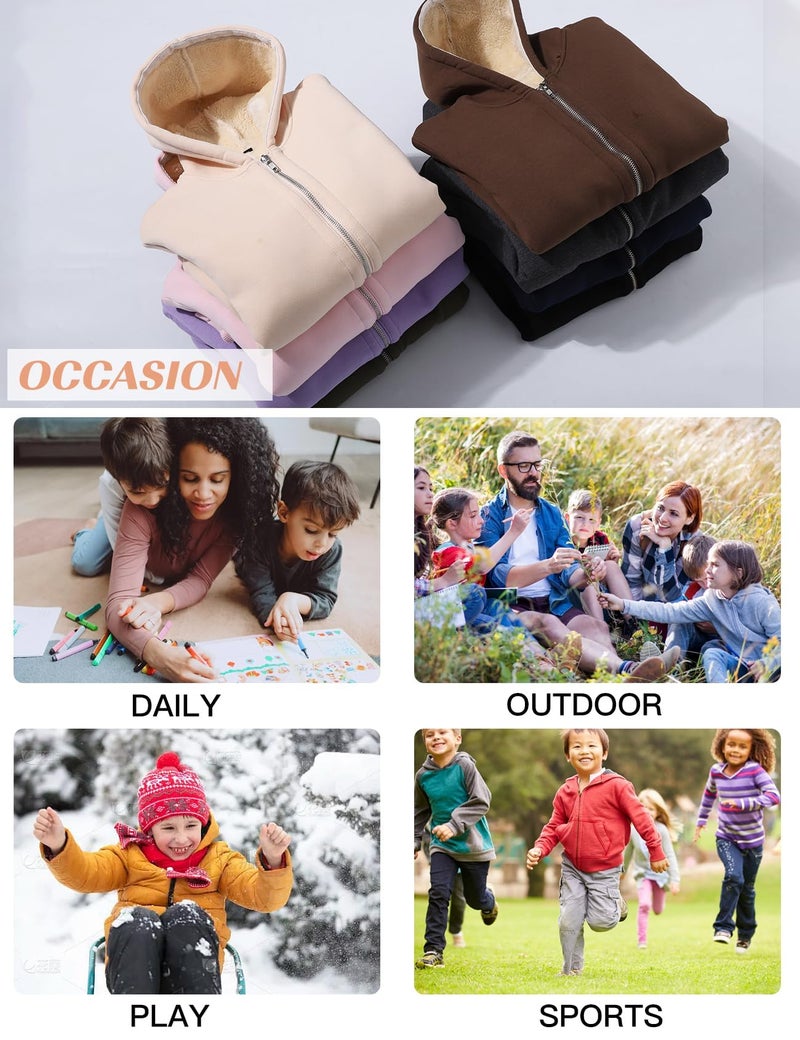 Flygo Unisex Boys Girls Fleece Jacket Hoodie Sherpa Lined Zip Up Hooded Sweatshirt Kids Winter Jackets(Purple-XS) - Image 5