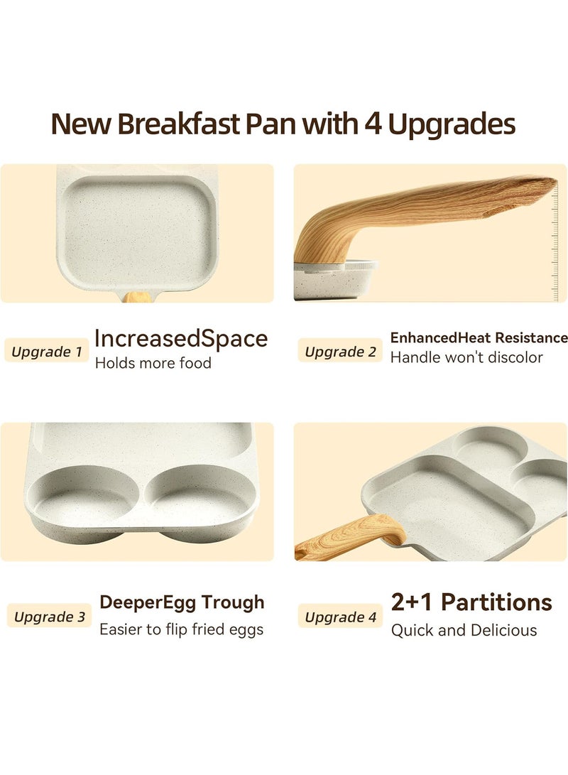 3 Cups Egg Frying Pan with 3-In-1 Cup Design and Raised Handle, Nonstick Granite-Coated Omelette Pan for Gas and Induction Cooktops - Image 4