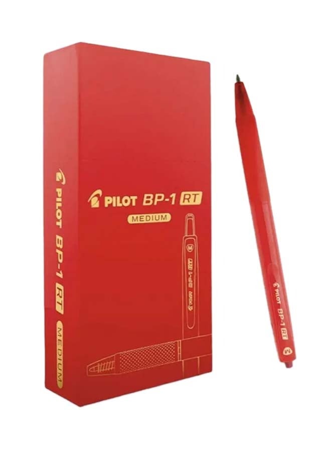 بايلوت طقم أقلام BP1 ضغاط مكون من 12 قطعة أحمر