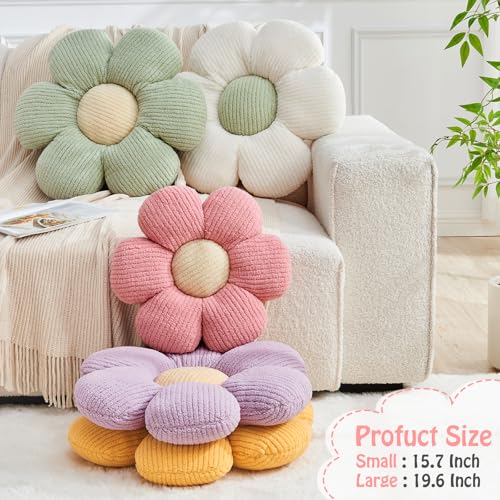Mepherl Flower Pillow,Cute Daisy Flower Shaped Throw Pillow for Home Decor,Soft Flower Throw Pillow Seating Cushion for Bedroom,Sofa,Couch (15.7",White) - Image 3