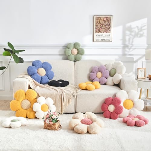 Mepherl Flower Pillow,Cute Daisy Flower Shaped Throw Pillow for Home Decor,Soft Flower Throw Pillow Seating Cushion for Bedroom,Sofa,Couch (15.7",White) - Image 4