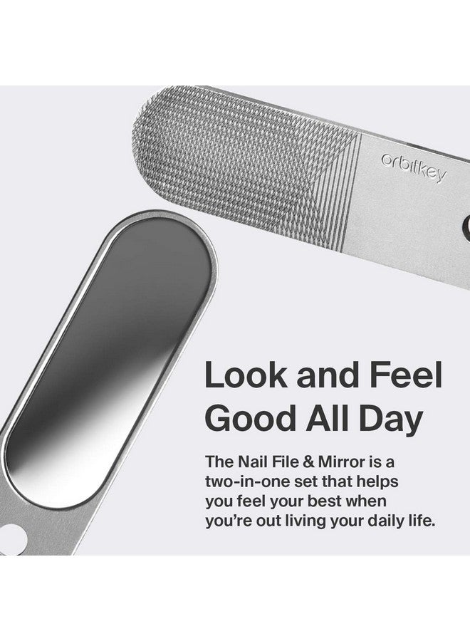 Orbitkey Nail File & Mirror For Key Organizer Or Key Ring Add On 2In1 Compact Beauty Tool Nail File & Mirror Made With Stainless Steel Slim And Durable - Image 2