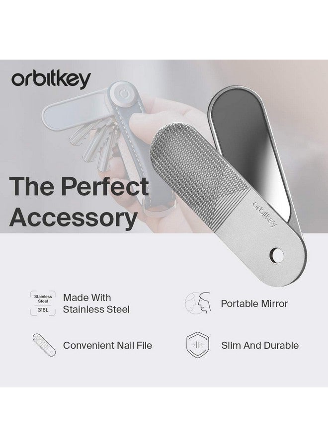 Orbitkey Nail File & Mirror For Key Organizer Or Key Ring Add On 2In1 Compact Beauty Tool Nail File & Mirror Made With Stainless Steel Slim And Durable - Image 3