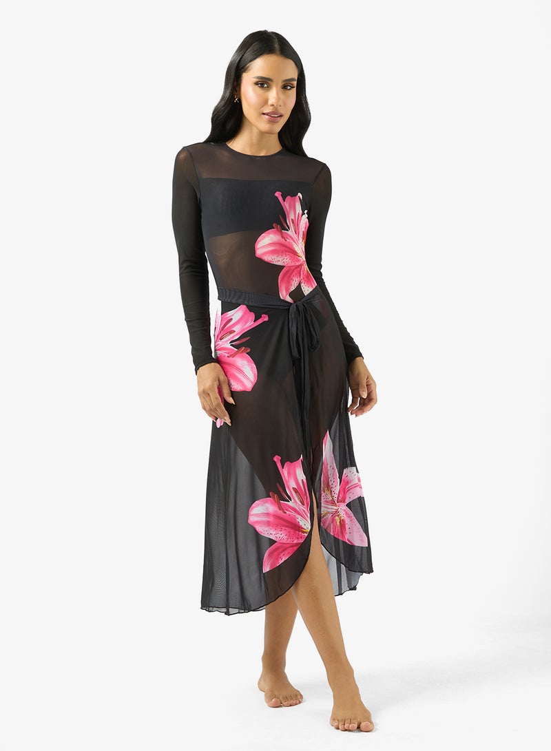 ايلا ملابس سباحة بطبعة زهور مع سارونغ - Image 4